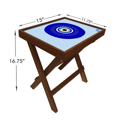 Designer Folding Wooden Side Table for Bedroom Living Room - Evil Eye Protector Nutcase