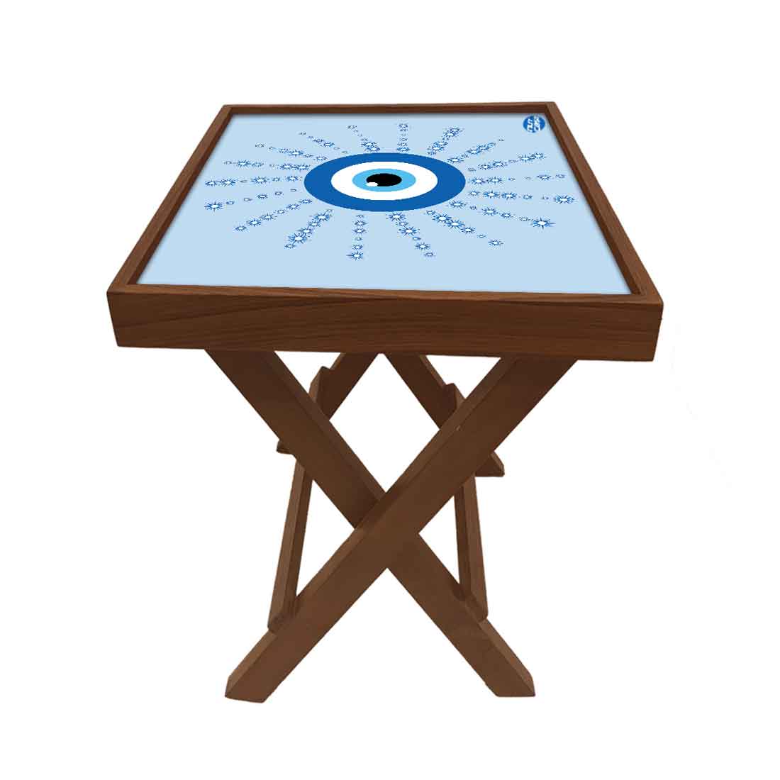 Wooden Folding  Side Table for Sofa Bedroom Living Room - Evil Eye Protector Nutcase