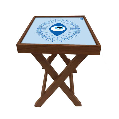 Folding Side Table for End Tables Bedroom Living Room - Evil Eye Protector Nutcase