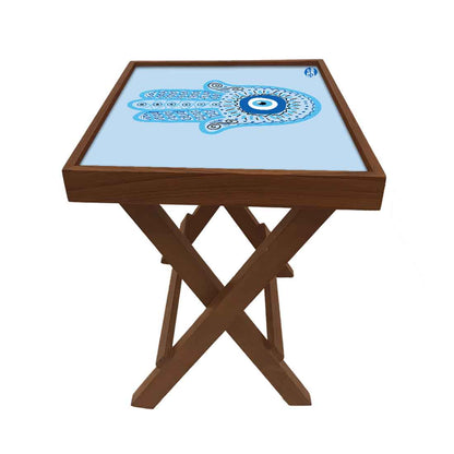 Designer Folding Wooden Side Table for Bedroom Living Room - Evil Eye Protector Nutcase