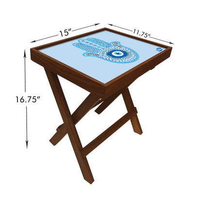 Designer Folding Wooden Side Table for Bedroom Living Room - Evil Eye Protector Nutcase