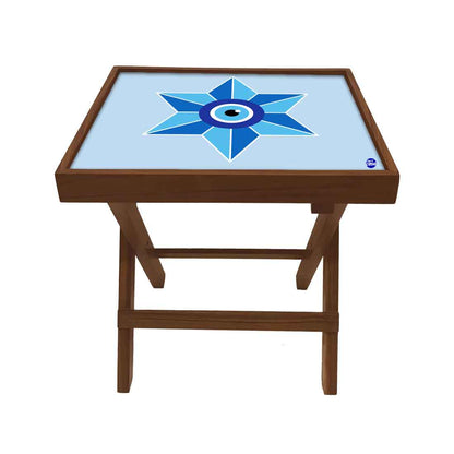 Foldable Wooden End Tables for Bedroom Living Room Decor - Evil Eye Protector Nutcase