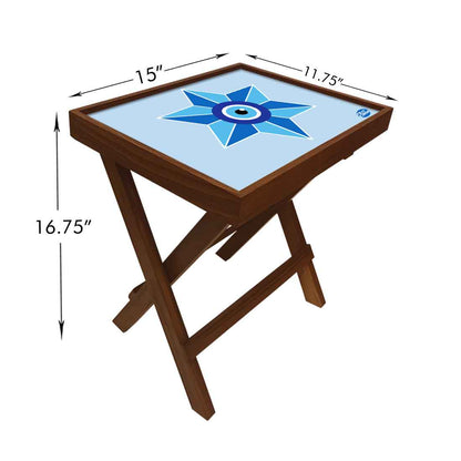 Foldable Wooden End Tables for Bedroom Living Room Decor - Evil Eye Protector Nutcase