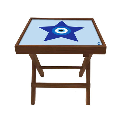 Foldable Wooden End Tables for Bedroom Living Room Decor - Evil Eye Protector Nutcase