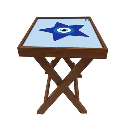 Foldable Wooden End Tables for Bedroom Living Room Decor - Evil Eye Protector Nutcase