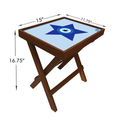 Foldable Wooden End Tables for Bedroom Living Room Decor - Evil Eye Protector Nutcase