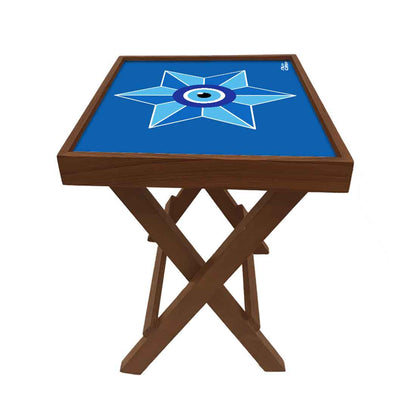 Foldable Wooden End Tables for Bedroom Living Room Decor - Evil Eye Protector Nutcase