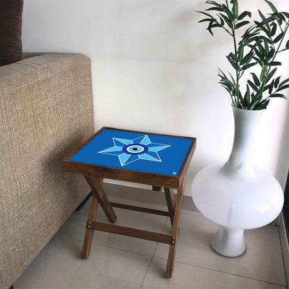 Foldable Wooden End Tables for Bedroom Living Room Decor - Evil Eye Protector Nutcase