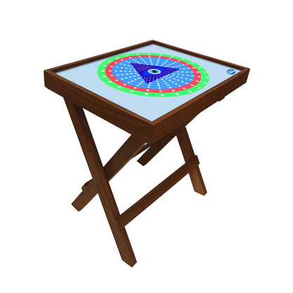 Designer Folding Wooden Side Table for Bedroom Living Room - Evil Eye Protector Nutcase