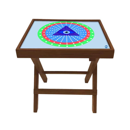 Designer Folding Wooden Side Table for Bedroom Living Room - Evil Eye Protector Nutcase