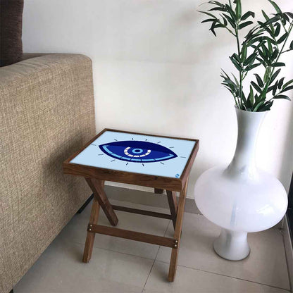 Folding Side Table for End Tables Bedroom Living Room - Evil Eye Protector Nutcase