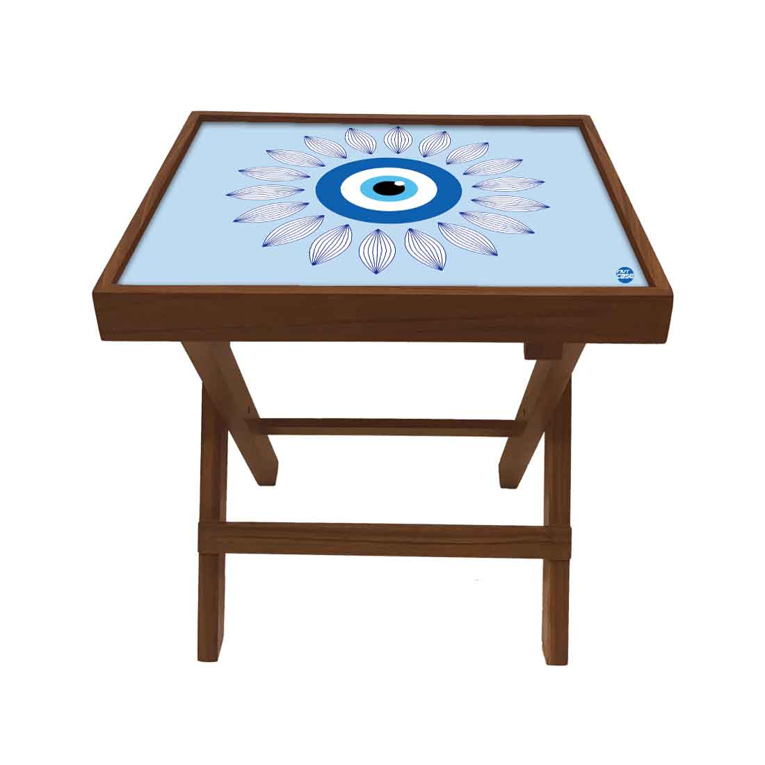 Wooden Folding Side Table for Bedroom Sofa - Evil Eye Protector Nutcase
