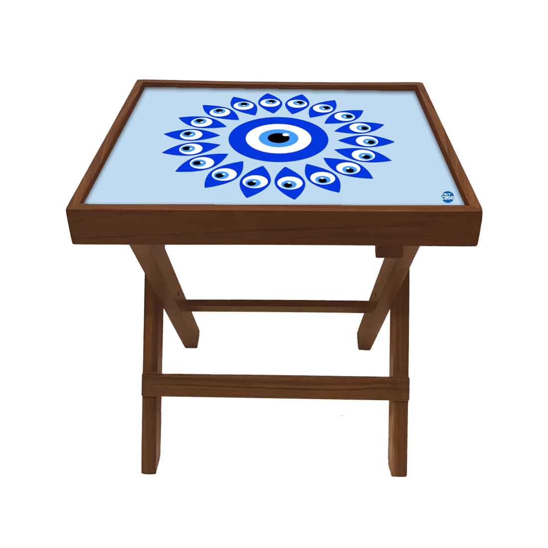 Wooden Folding  Side Table for Sofa Bedroom Living Room - Evil Eye Protector Nutcase