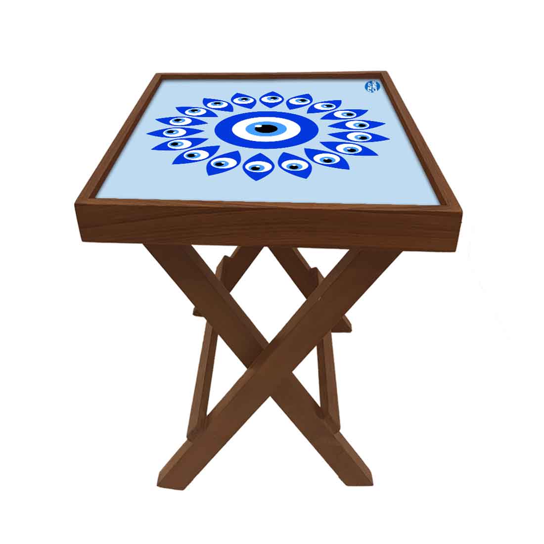 Wooden Folding  Side Table for Sofa Bedroom Living Room - Evil Eye Protector Nutcase