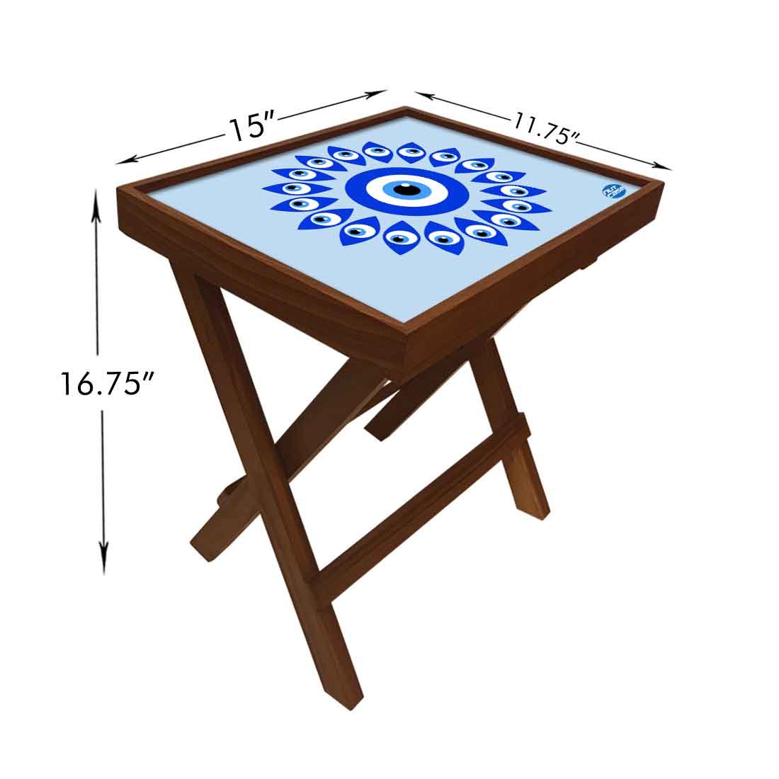 Wooden Folding  Side Table for Sofa Bedroom Living Room - Evil Eye Protector Nutcase