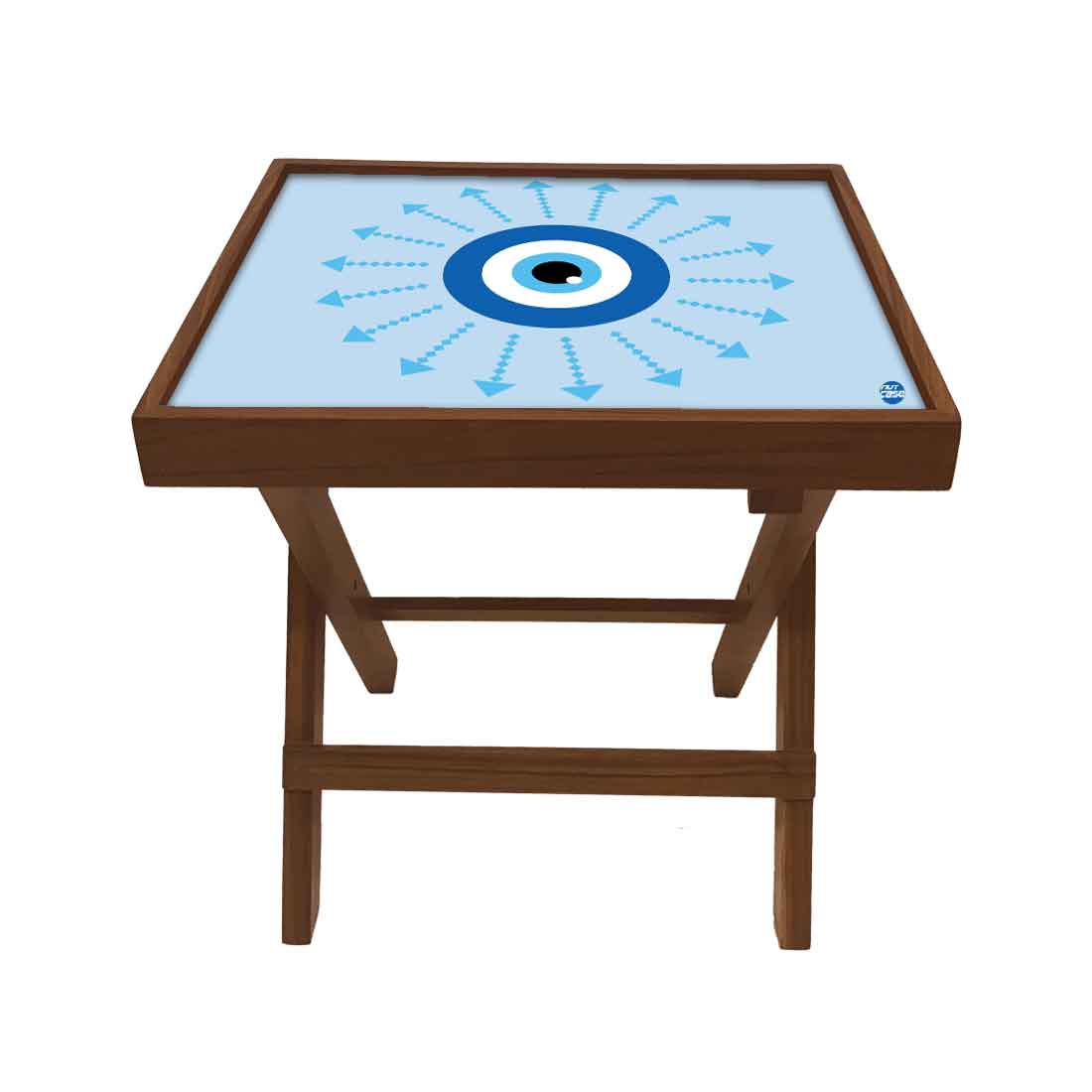 Wooden Folding  Side Table for Sofa Bedroom Living Room - Evil Eye Protector Nutcase