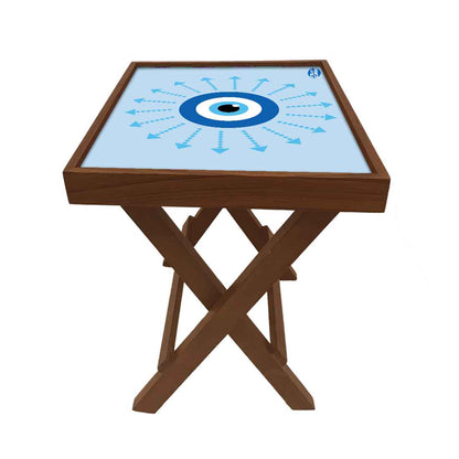 Wooden Folding  Side Table for Sofa Bedroom Living Room - Evil Eye Protector Nutcase