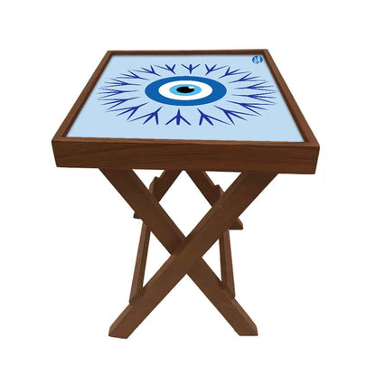 Wooden Folding  Side Table for Sofa Bedroom Living Room - Evil Eye Protector Nutcase