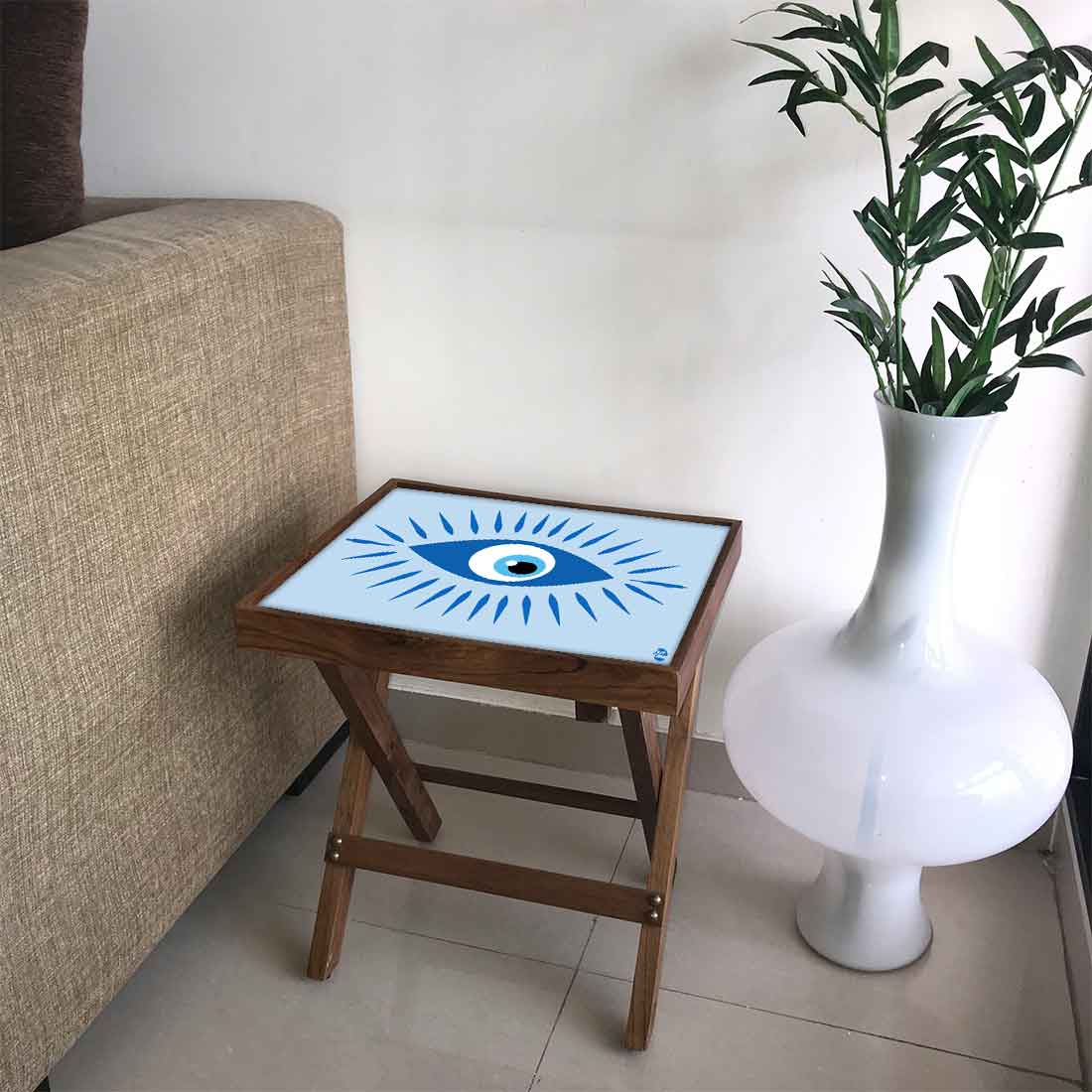 Designer Folding Side Table for Sofa Bedroom Living Room - Evil Eye Protector Nutcase