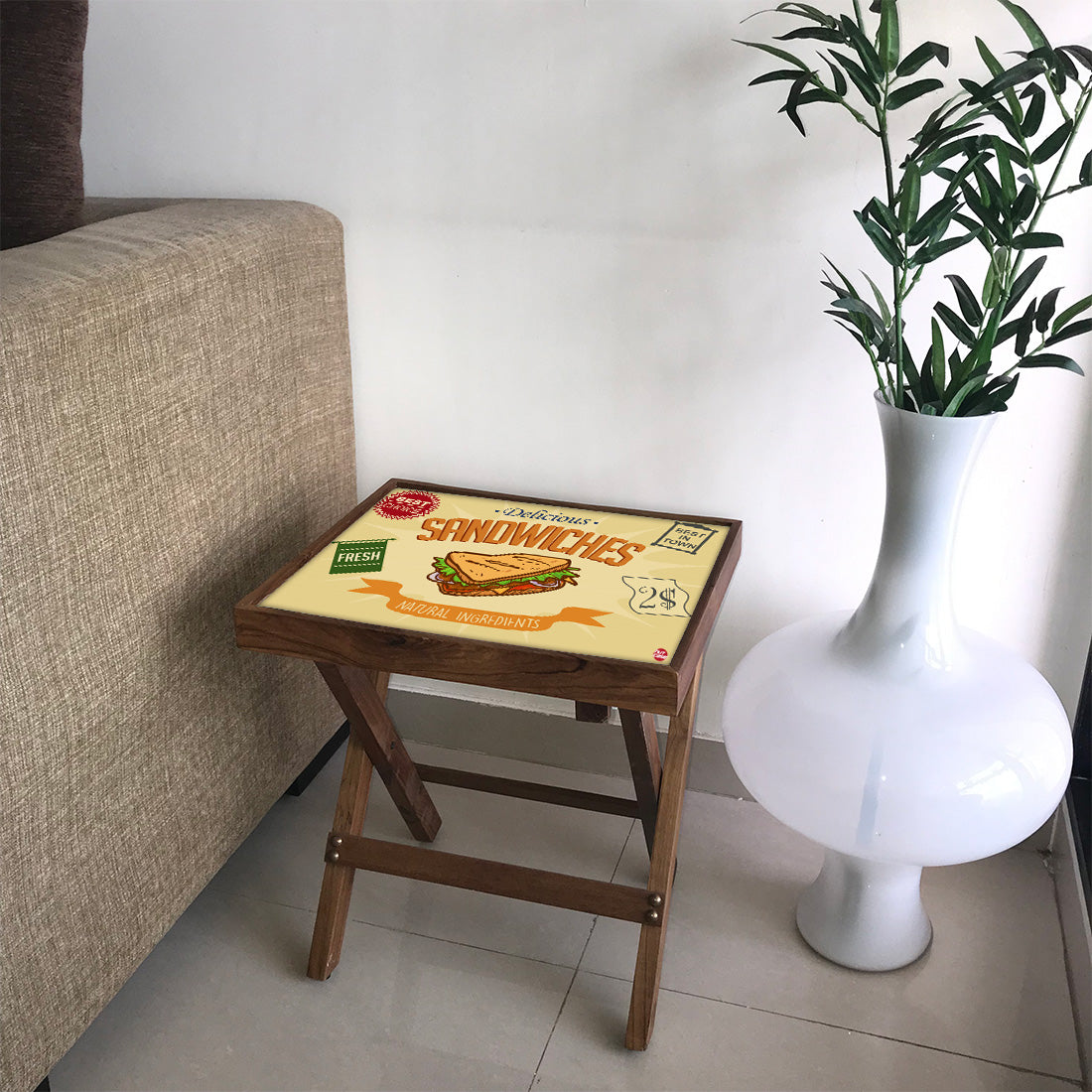 Folding Side Table - Teak Wood - Sandwiches