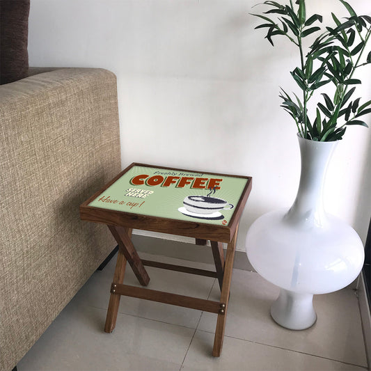 Folding Side Table - Teak Wood - Coffee Time Of Day