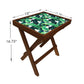 Folding Side Table - Teak Wood - Green Leaves Tropical Nutcase