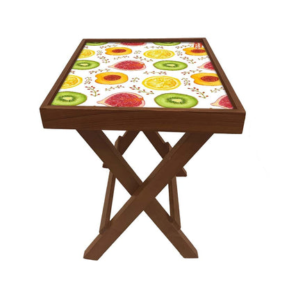 Folding Side Table - Teak Wood - Fruits Nutcase