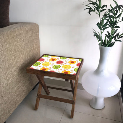 Folding Side Table - Teak Wood - Fruits