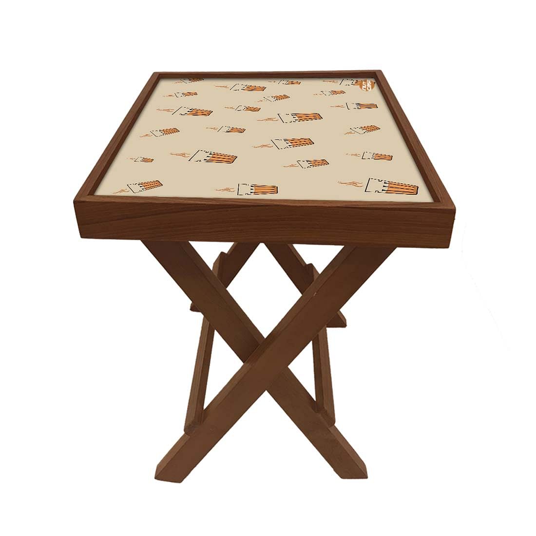 Folding Side Table - Teak Wood - Cutting Chai Nutcase