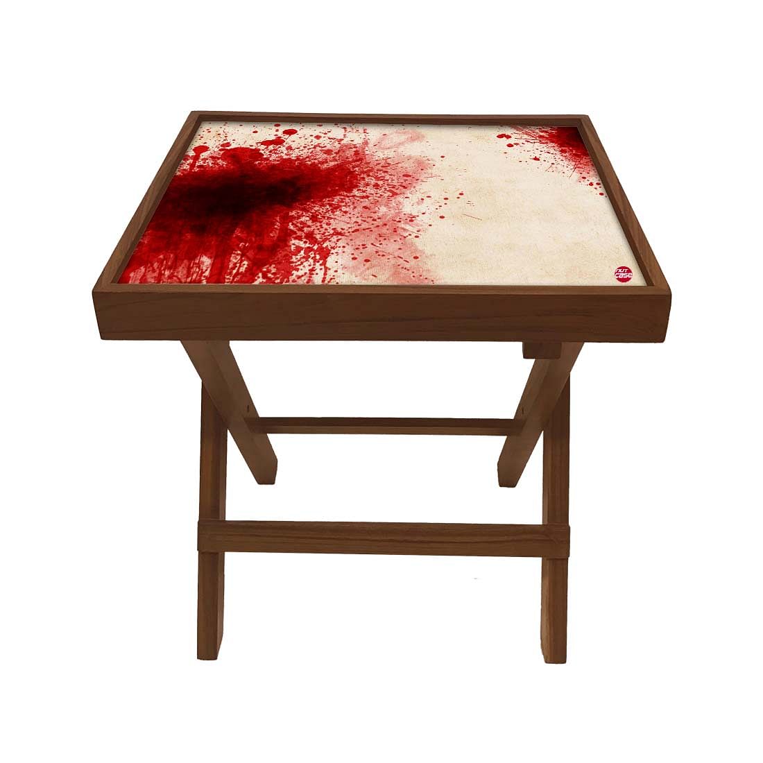 Folding Side Table - Teak Wood - Crime Scene Nutcase