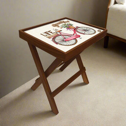 Folding Side Table - Teak Wood - Cycle Nutcase