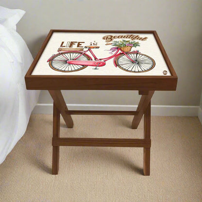 Folding Side Table - Teak Wood - Cycle Nutcase