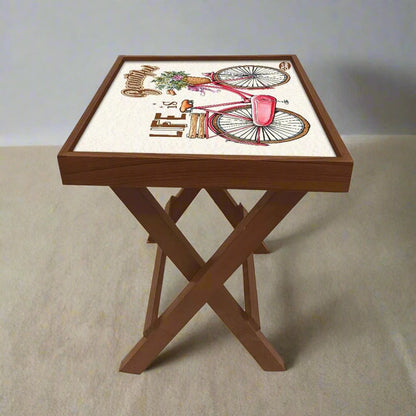 Folding Side Table - Teak Wood - Cycle Nutcase