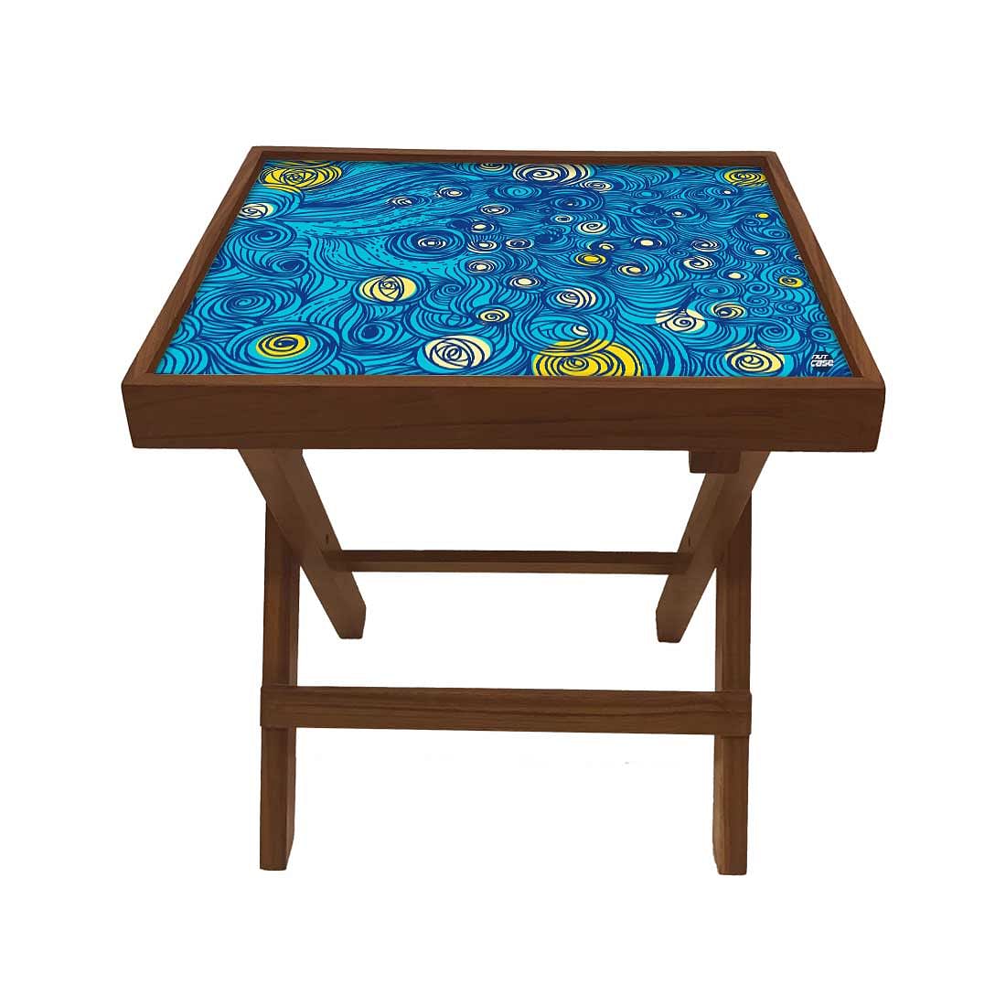Folding Side Table - Teak Wood - Starry Night Nutcase