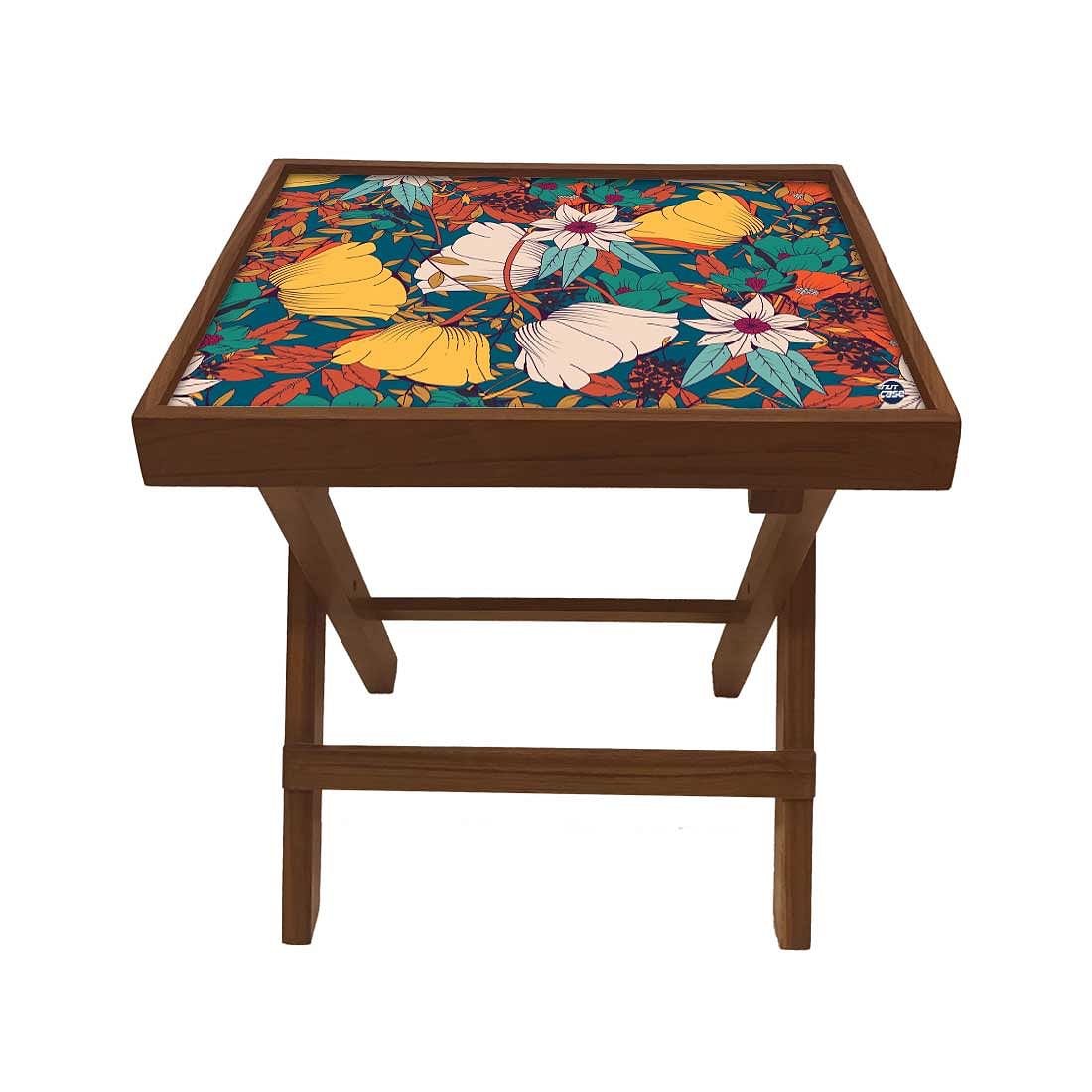 Folding Side Table Bedroom - Teak Wood - Elegance Nutcase