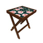 Folding Side Table - Teak Wood - Vtinage Floral Nutcase