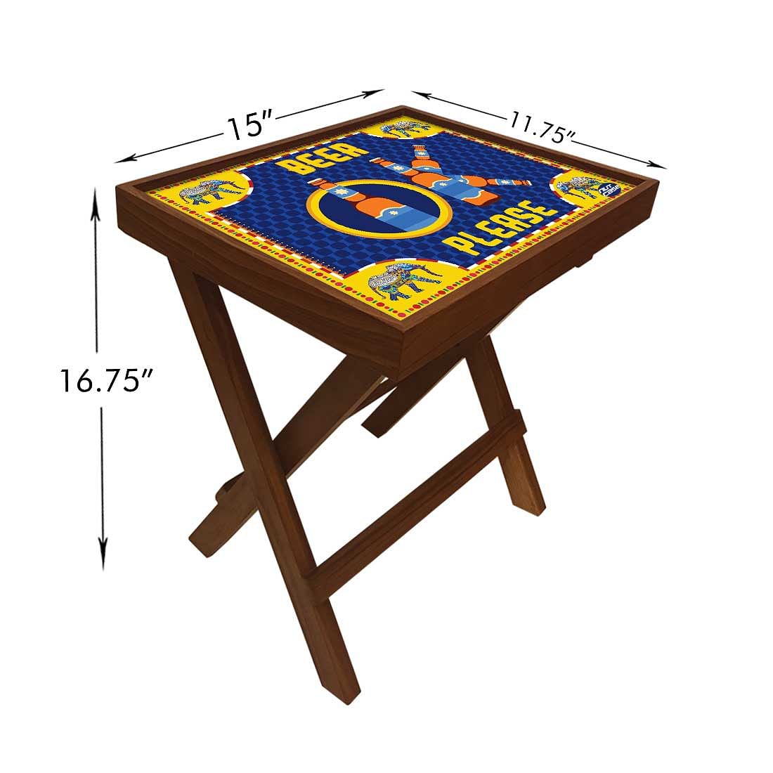 Folding Side Table - Teak Wood - Beer Ok Please Nutcase