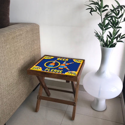 Folding Side Table - Teak Wood - Beer Ok Please