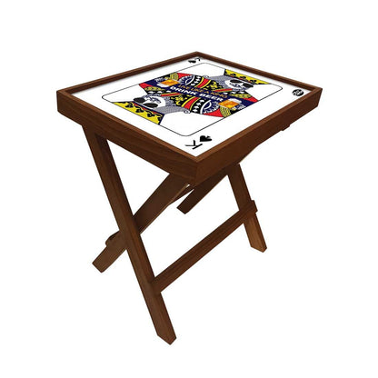 Folding Side Table - Teak Wood - Playing Cards King Nutcase