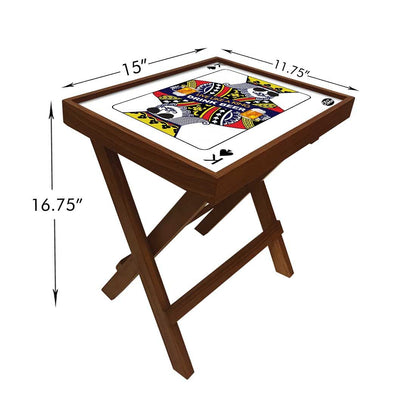 Folding Side Table - Teak Wood - Playing Cards King Nutcase