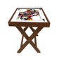 Folding Side Table - Teak Wood - Playing Card Queen Nutcase