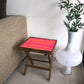Folding Side Table - Teak Wood - Pink Lines