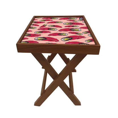 Folding Side Table - Teak Wood - Feathers Nutcase