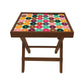 Folding Side Table - Teak Wood - Colorful Circle Nutcase