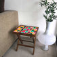 Folding Side Table - Teak Wood - Colorful Circle