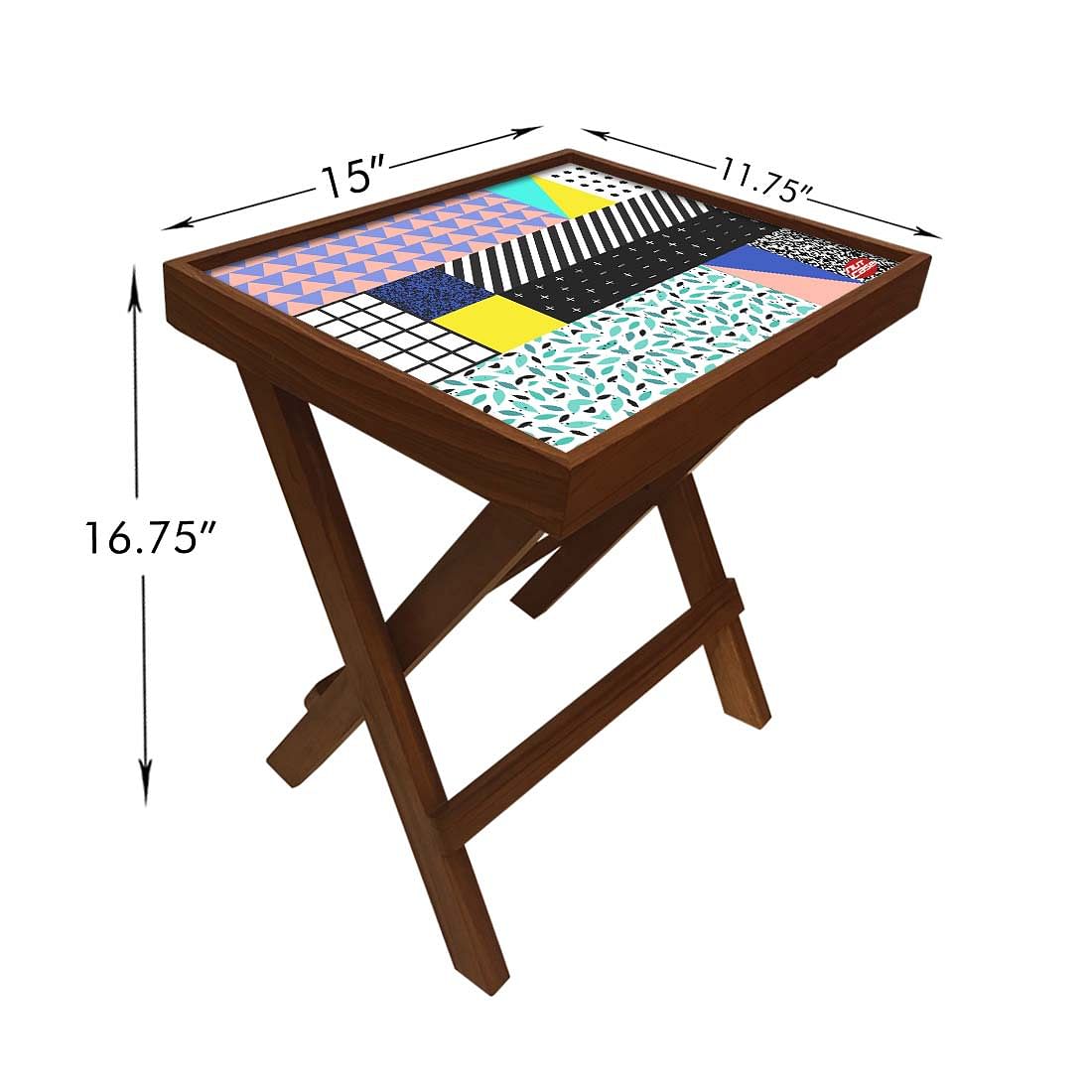 Folding Side Table - Teak Wood - Memphis Nutcase
