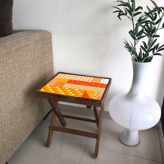 Folding Side Table - Teak Wood - Yellow Art Deco