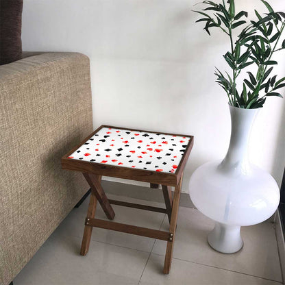 Folding Side Table - Teak Wood - Cards Design