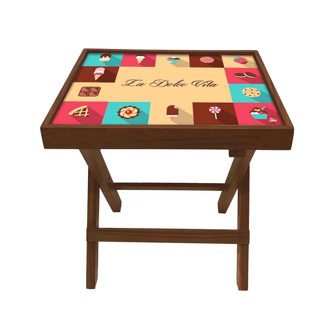 Folding Side Table - Teak Wood - La Dolce Vita Nutcase