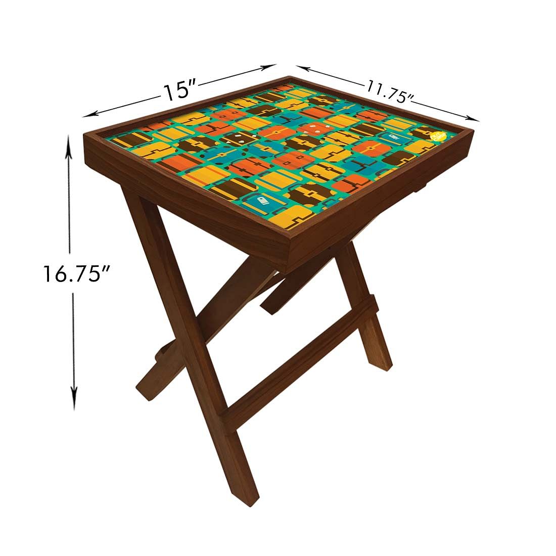 Folding Side Table - Teak Wood - Suitcases Nutcase